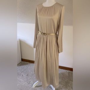 H&M Champagne Gold Satin Midi Dress Sz Medium NWT